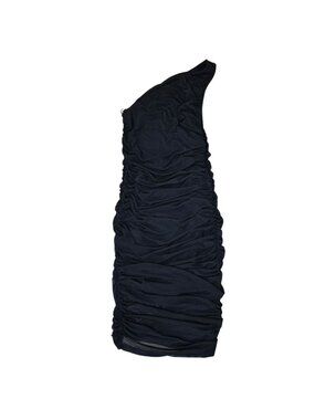 House of Harlow 1960 Black One Elegant Shoulder Ruched Mini Dress Size S NWOT